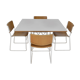 Minimalist Modernist dining set 4 wire chairs with maple wood and matching dining table,1980s