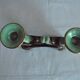 Vintage ceramic chandelier green and brown contours gold Bay Keramik