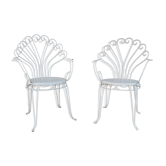 Couple chairs in iron peacock back, vintage