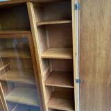 Library / Vintage solid wood sideboard – 3 doors with display cabinet