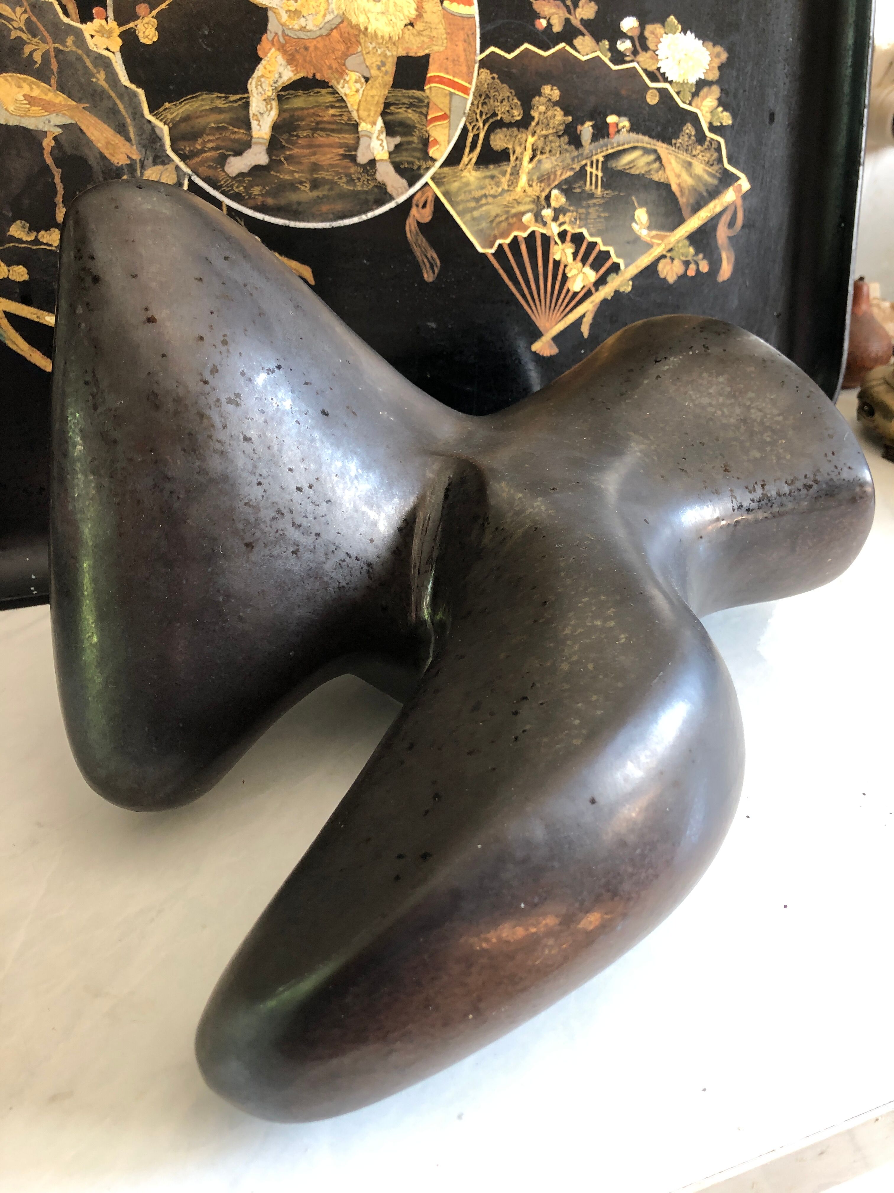 Black Ceramic/Female Nude/signed Tim Orr 1961/Mid century/Vintage