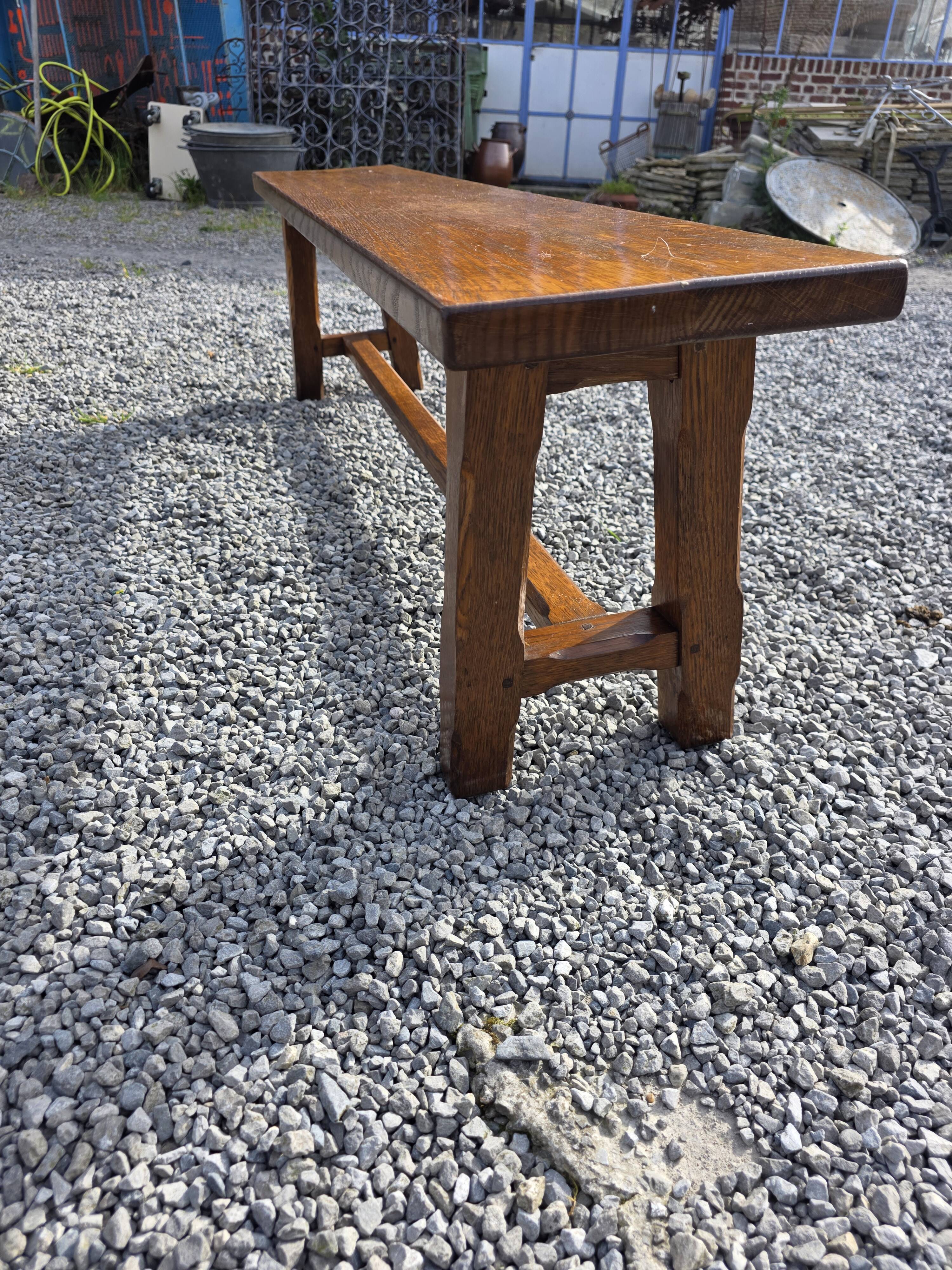 Solid oak farmhouse bench, 160cm in length.