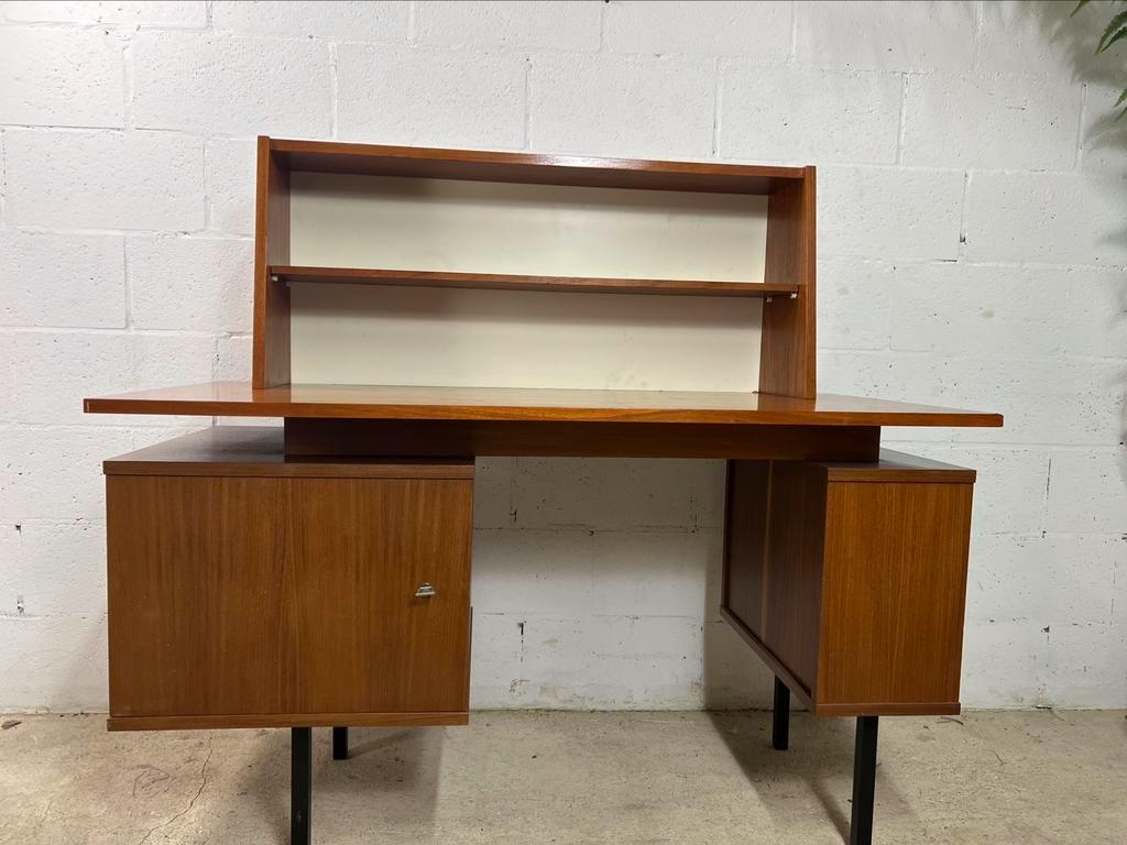 Vintage wooden desk with bleacher on the side