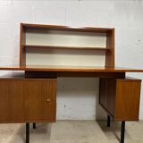 Vintage wooden desk with bleacher on the side