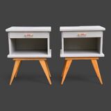 Pair of vintage 1950s compass foot bedside tables