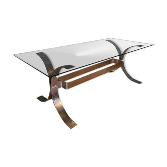 Chrome and smoked glass coffee table from the 70s