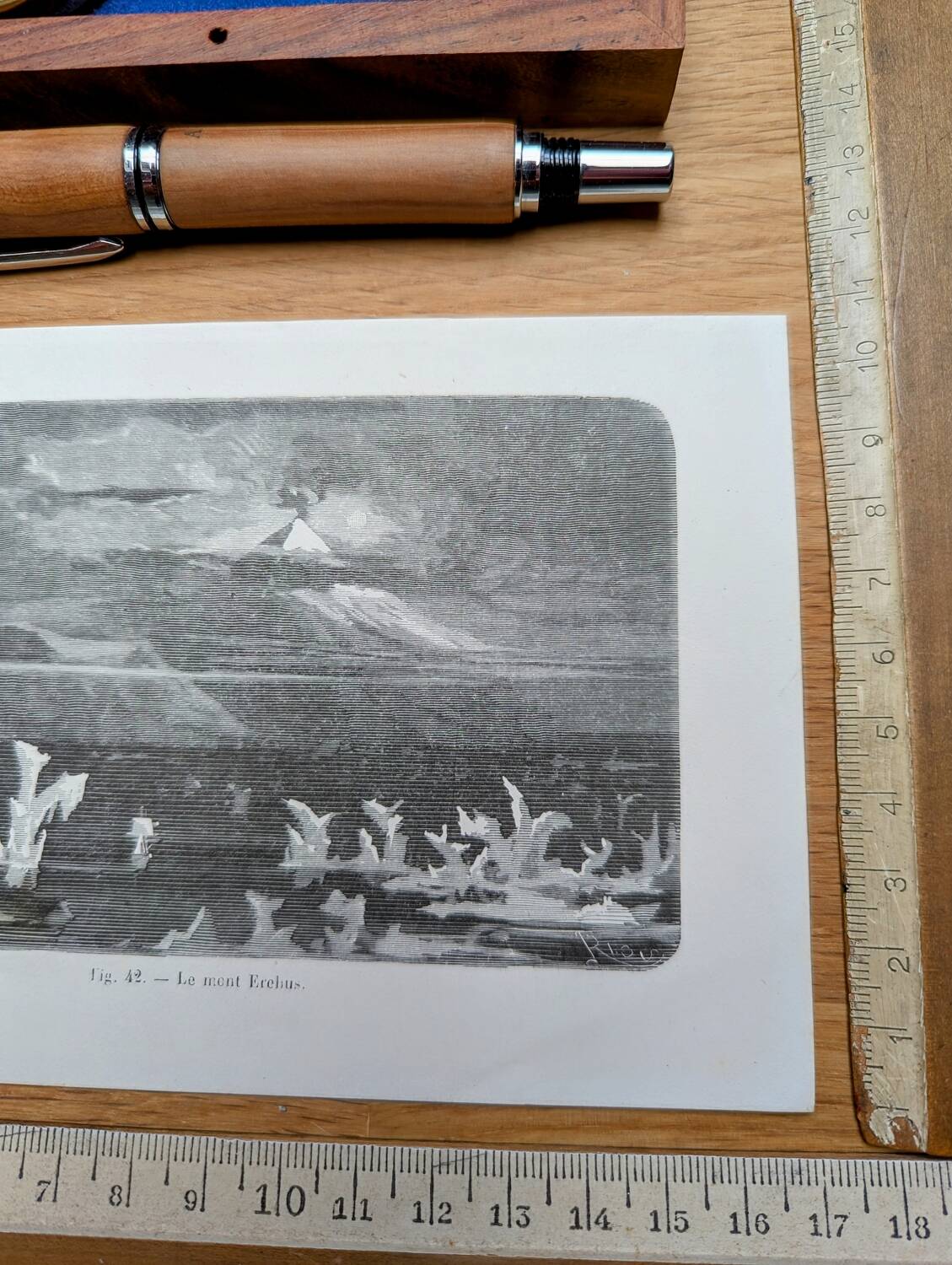 Printed in 1868, Mount Erebus, Ross Island, Antarctica.