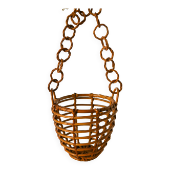 Hanging wooden and bamboo plant pot, 1950