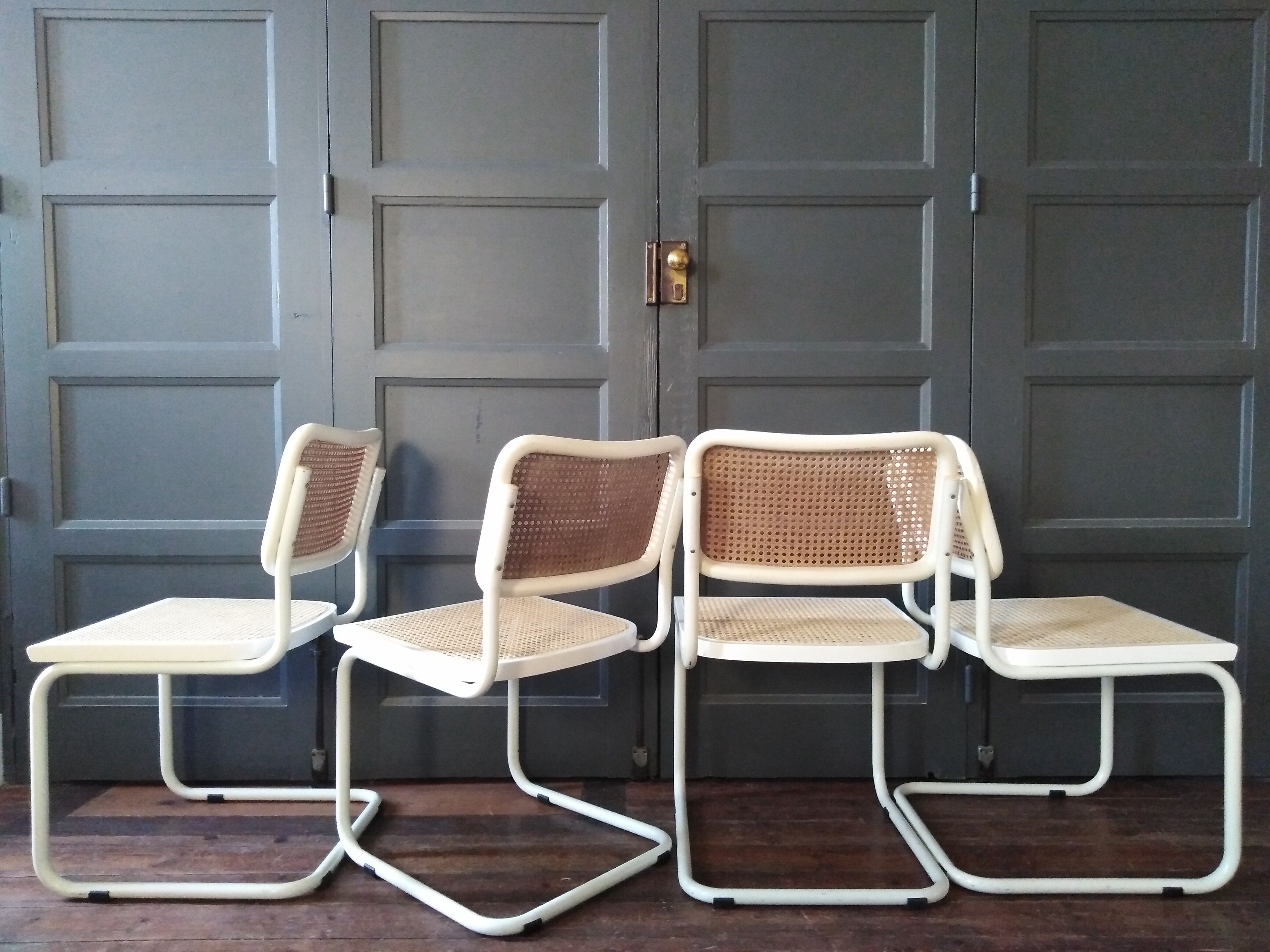 White Cesca B32 Marcel Breuer chairs 1970