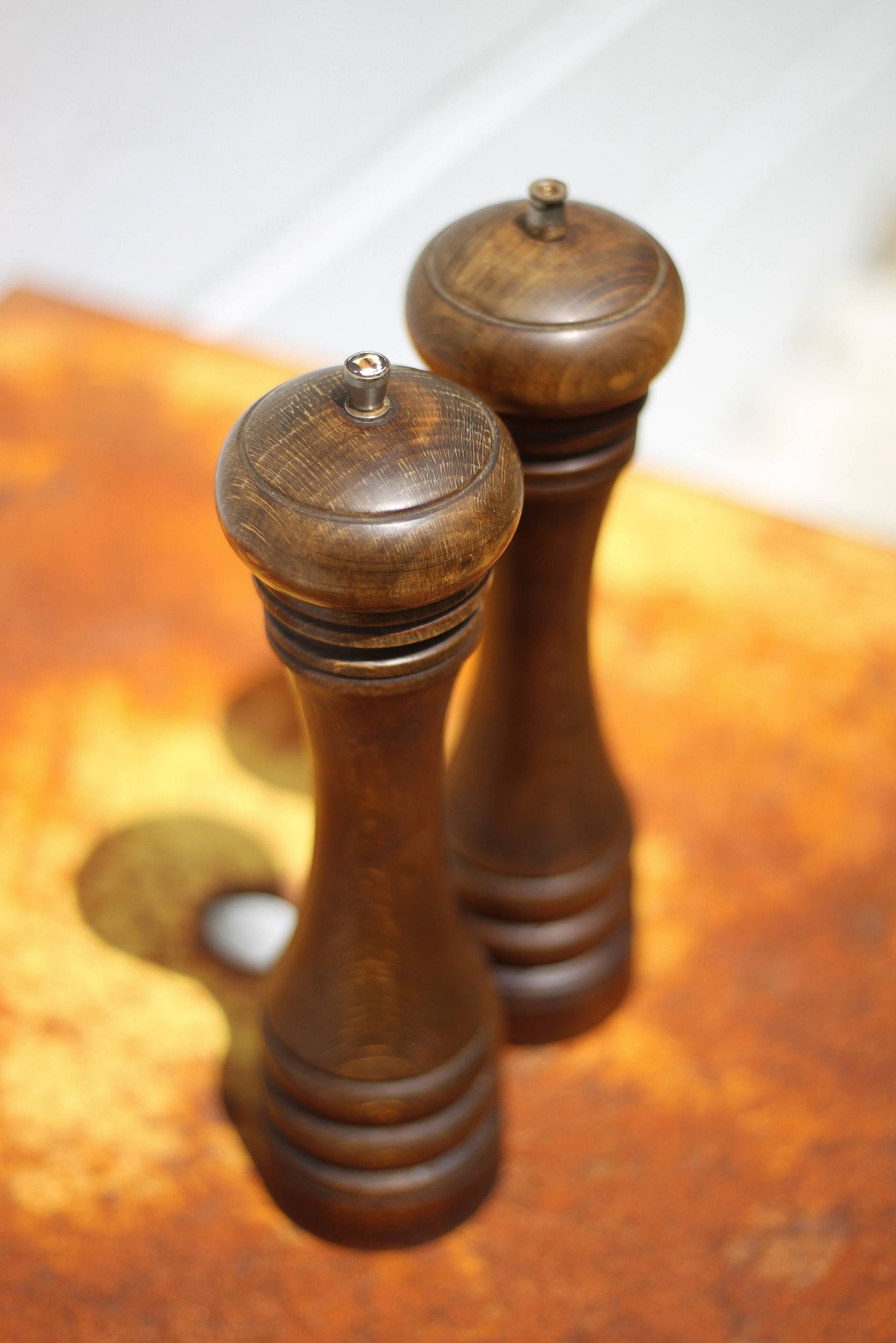Marlux large model salt and pepper shaker, vintage wooden pepper mill and salt shaker