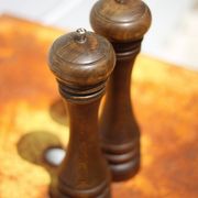 Marlux large model salt and pepper shaker, vintage wooden pepper mill and salt shaker