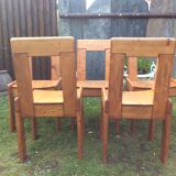 Set of 6 vintage chairs in solid pine.