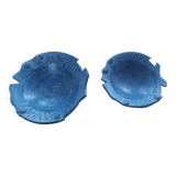 2 ceramic dishes decorated with fish (cups)