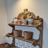 Old wall shelf carved in walnut