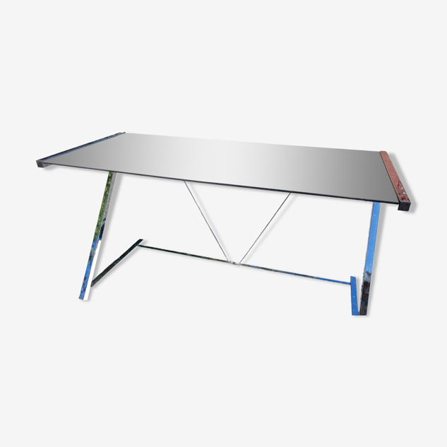 Desk chrome top in tinted glass 140/60cms
