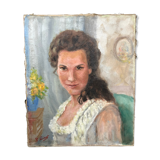 Tableau : huile sur toile portrait de femme