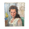 Tableau : huile sur toile portrait de femme