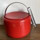 Stelton Denmark ice bucket in red ABS, Space Age pop 1960.