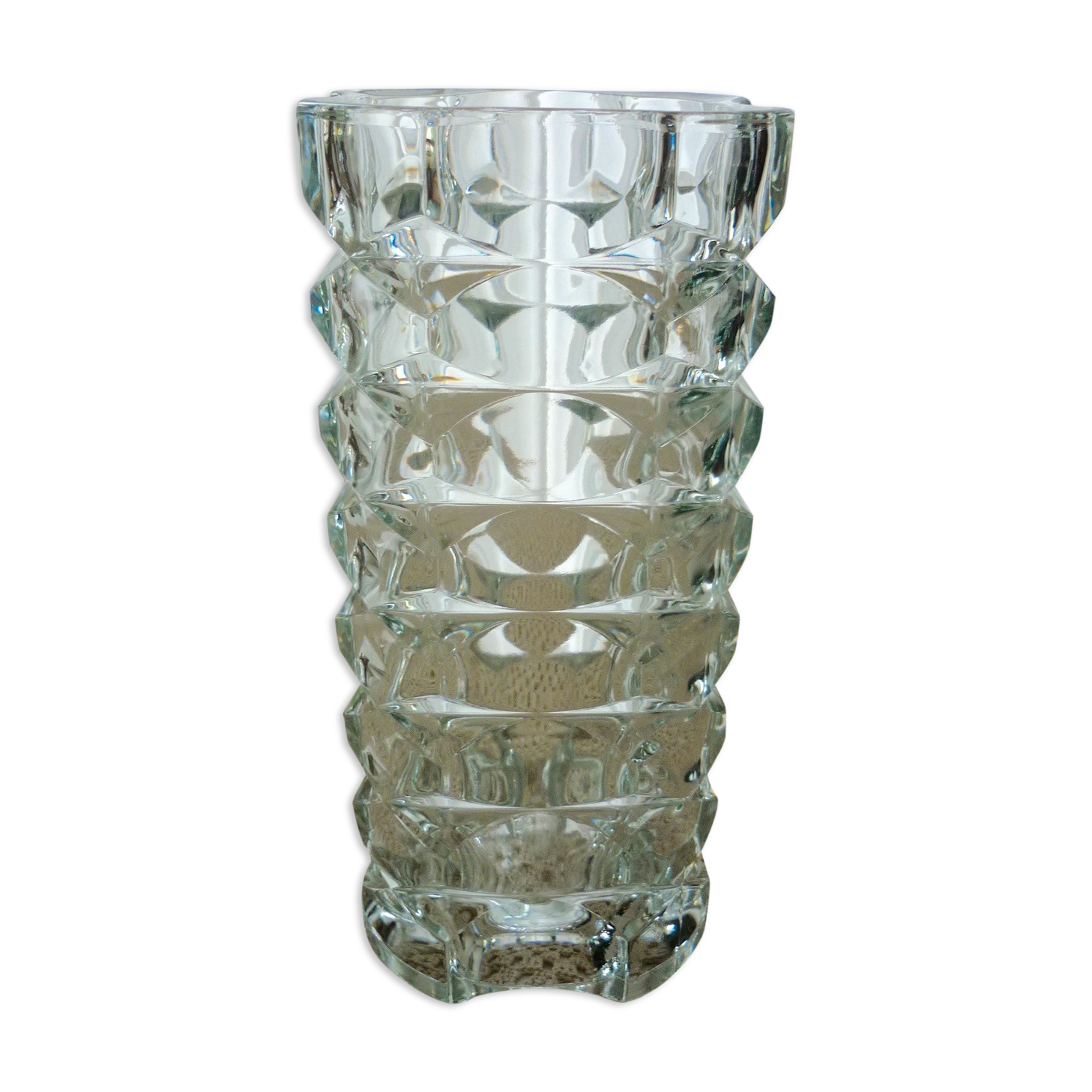 Art-deco faceted glass vase