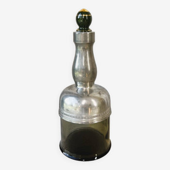Carafe or bottle in smoked glass and pewter