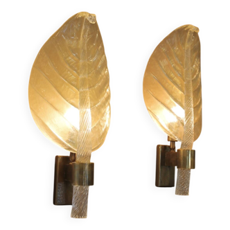 Pair of Murano glass wall lights, Toso