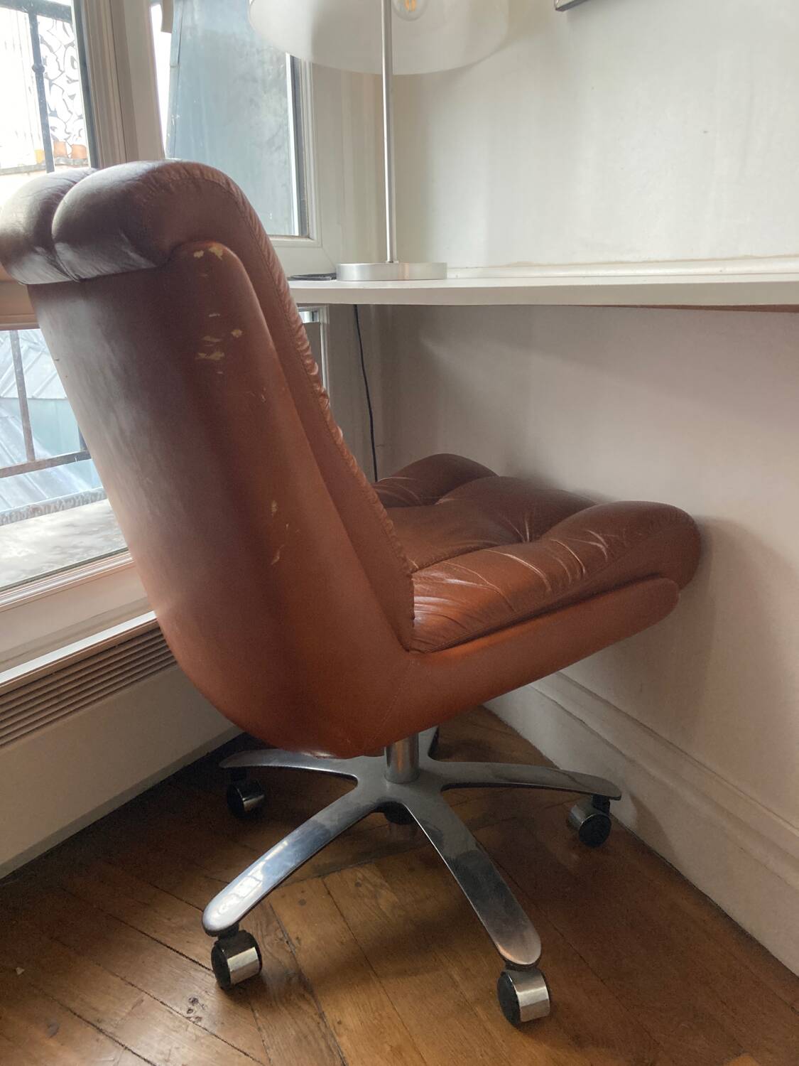 Brown leather office chair