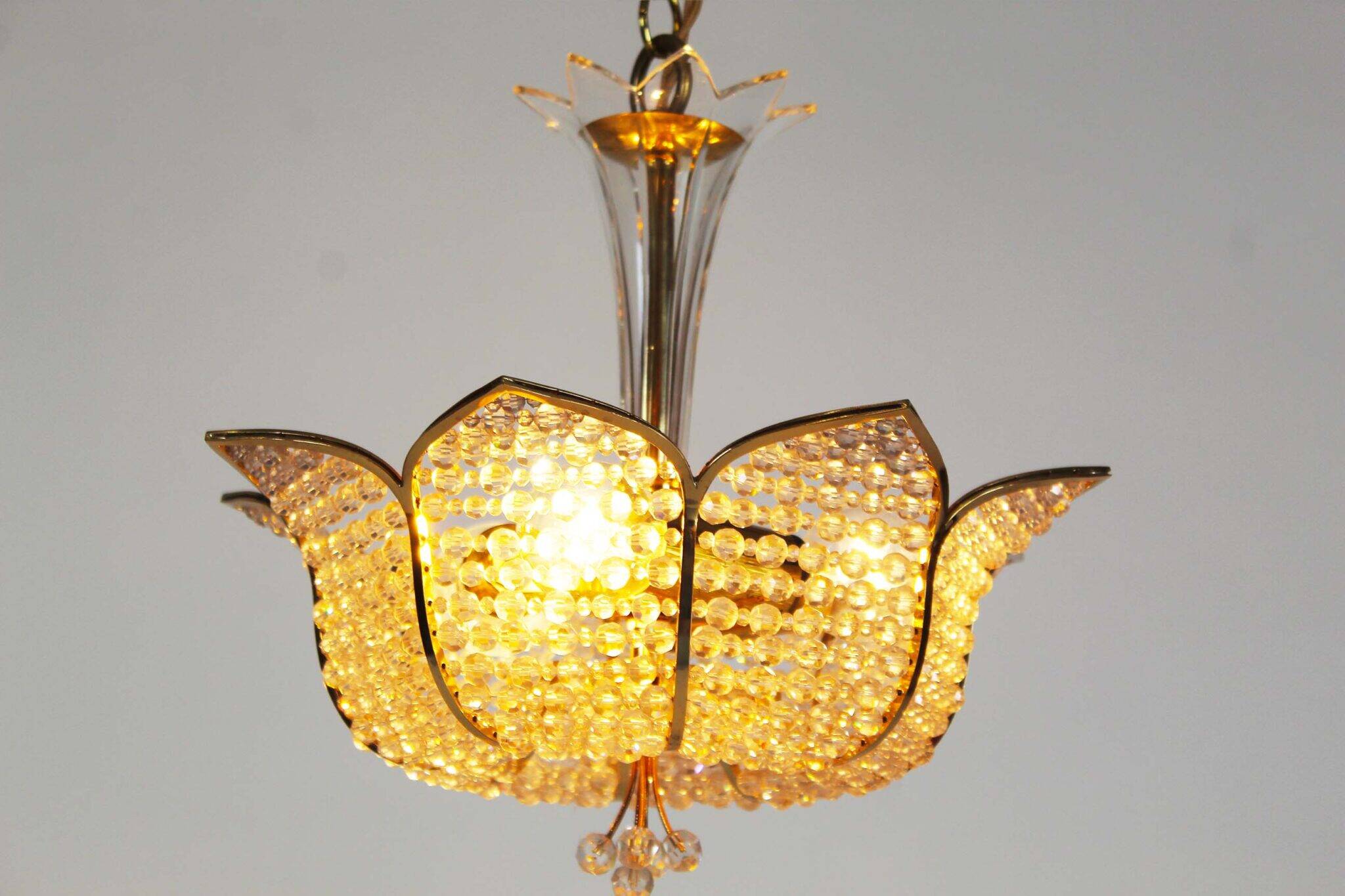 Medium sized crystal glass ‘Tole’ chandelier light by Palwa, Germany 1970’s