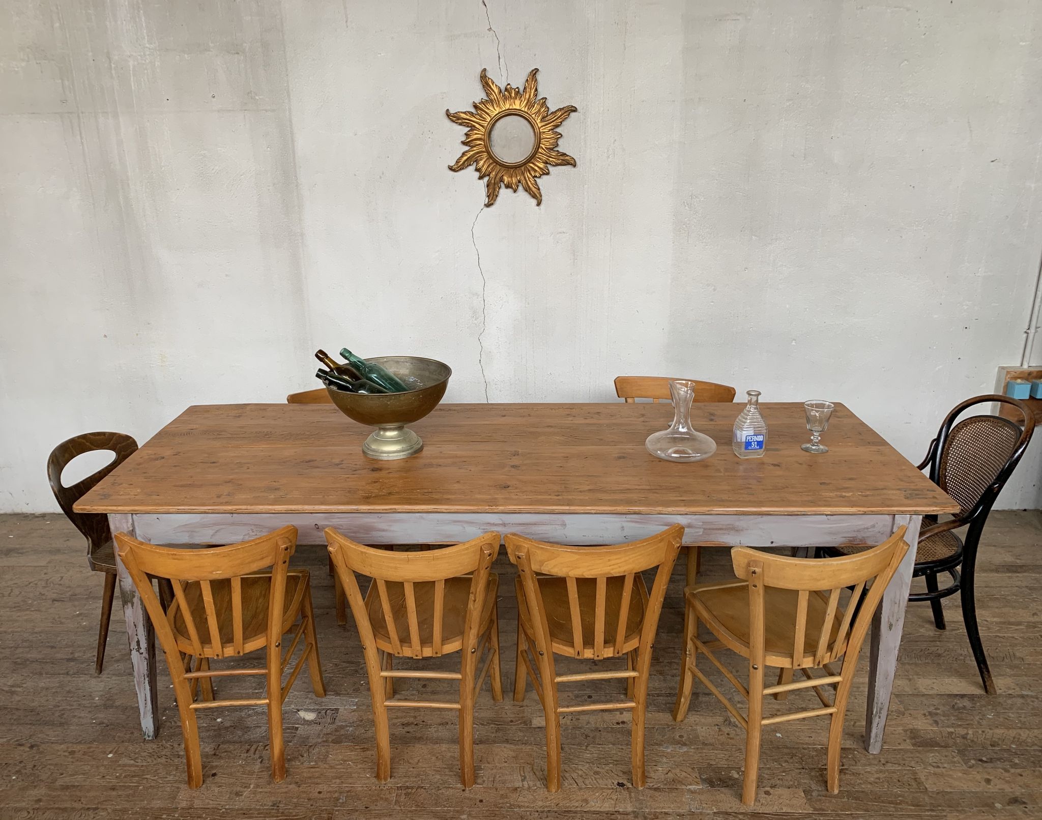 Table de ferme fin XIXème en chêne et sapin
