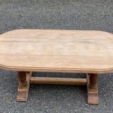 Renovated oval farmhouse or monstera coffee table in raw solid wood