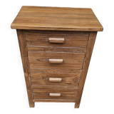 Old bedside table with 4 drawers in Burmese teak