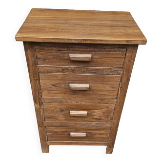 Old bedside table with 4 drawers in Burmese teak