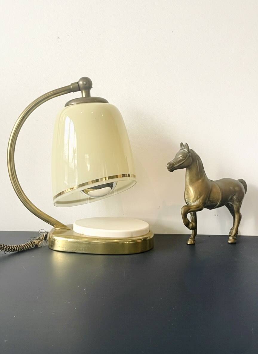 Bauhaus / Modernist lamp brass/bakelite & opaline Mid Century 1940-50