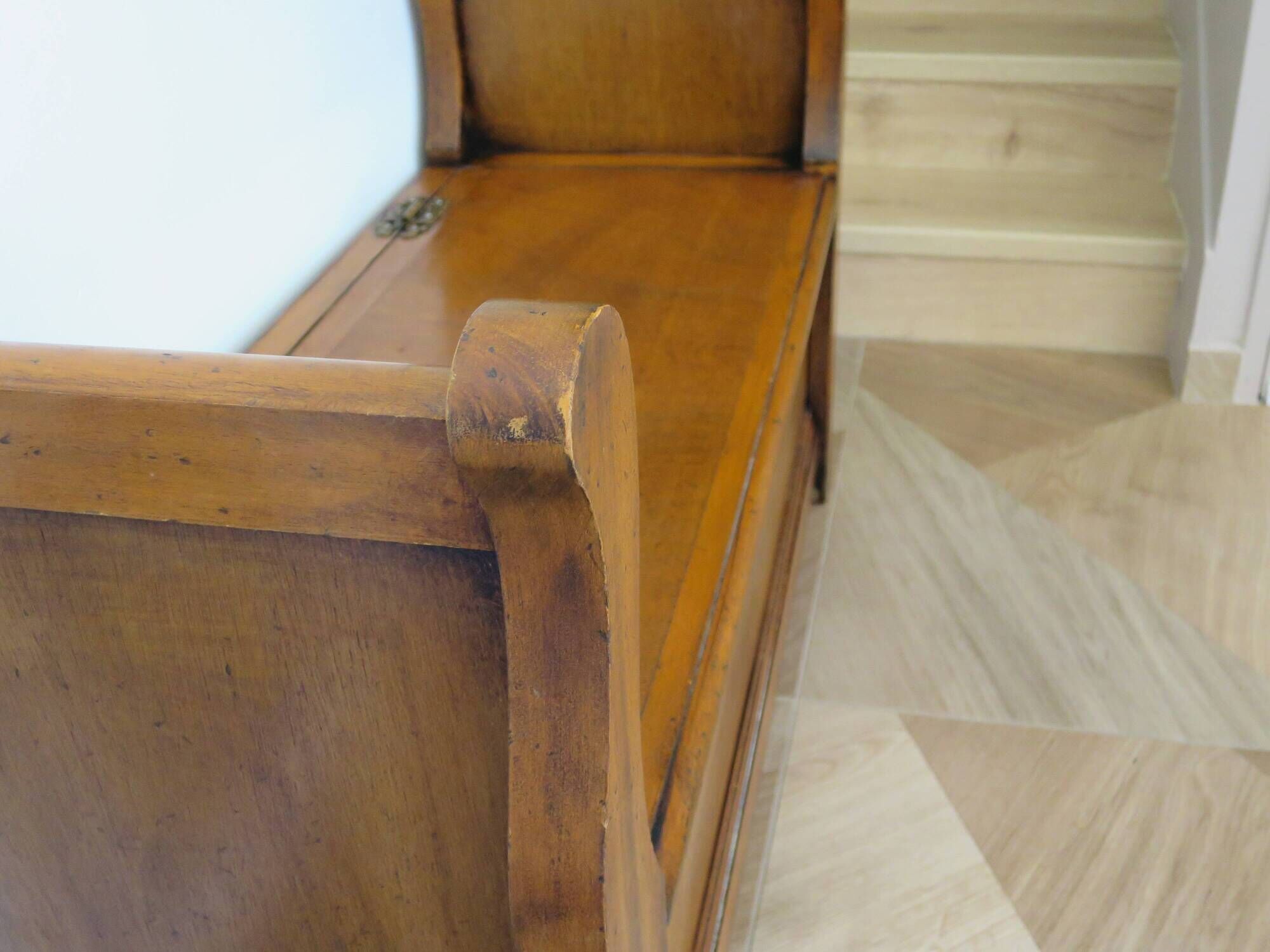 Rare entrance bench - Old chest bench - toy chest - oak color