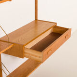 Scandinavian oak wall unit by PS System, Randers, Denmark, 1970s