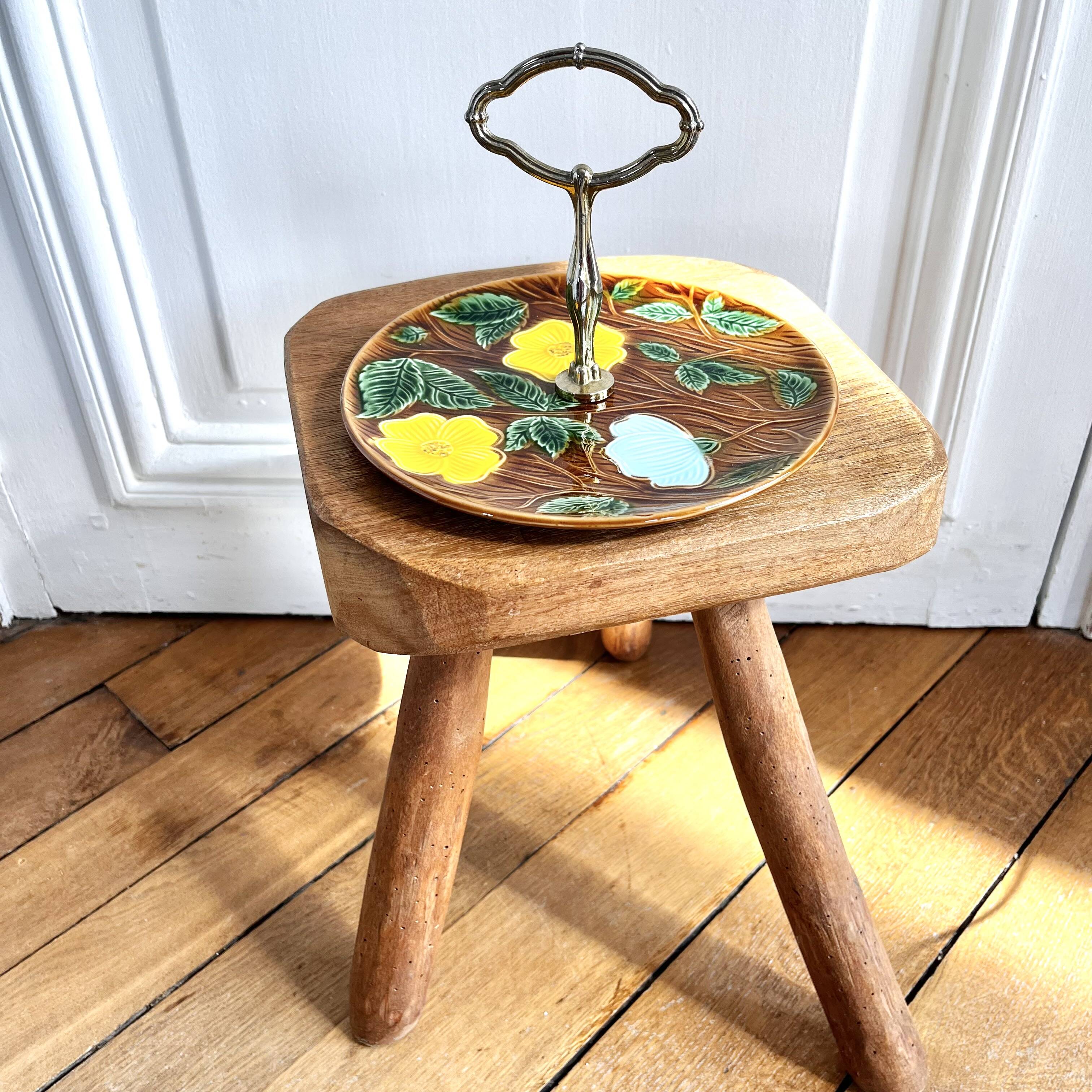 Sarreguemines barbotine cake display dish