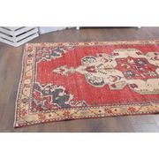 Vintage Turkish Oushak Handmade Wool Cotton Red Area Rug 130x240