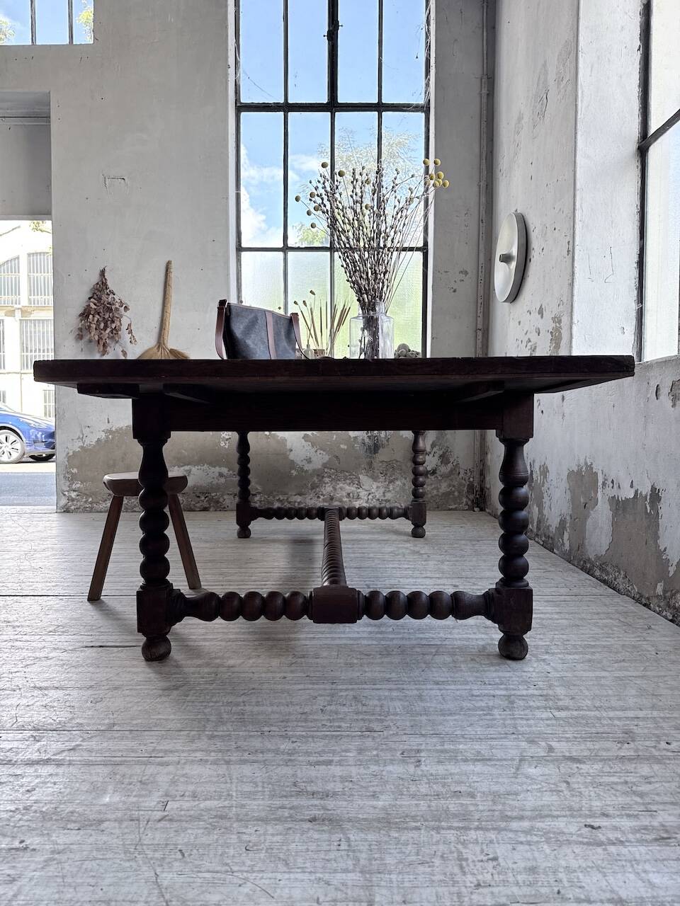 Solid oak table 1900 drapery style XL 280cm with extensions