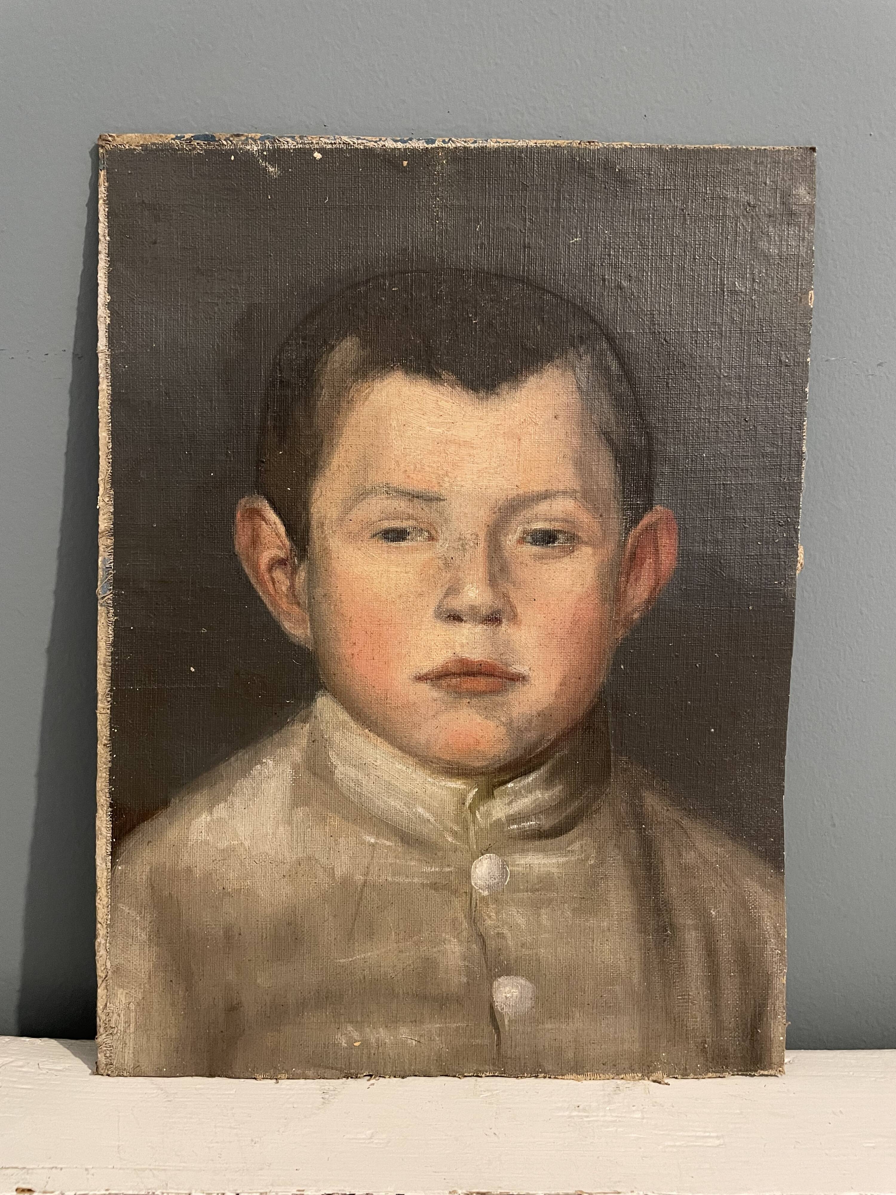Painting XIXth, portrait of a young boy