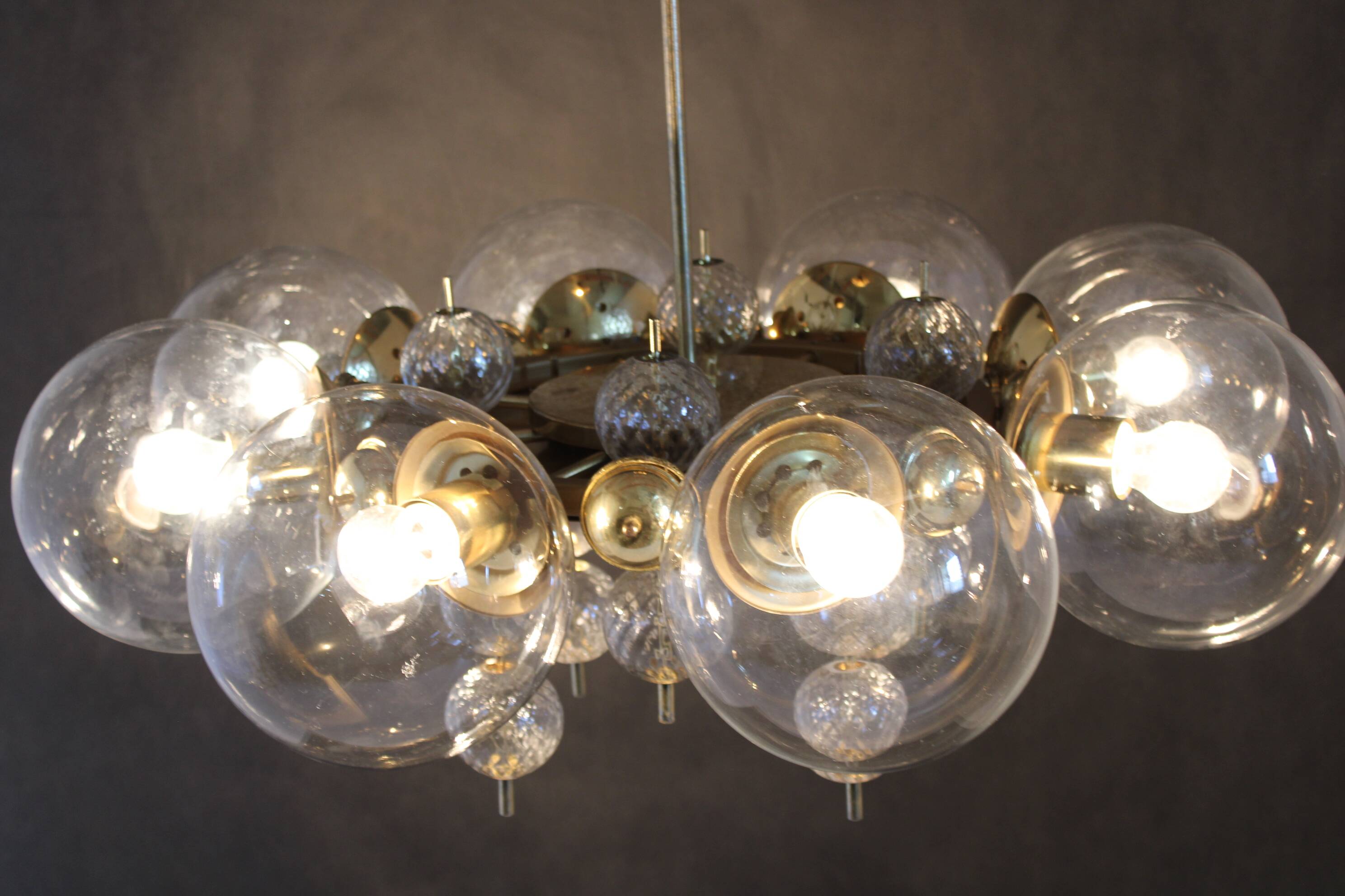 1970s Large Chandelier in Brass Finish by Kamenicky Senov ,up to 10 items