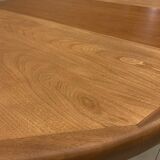 Table scandinave ronde vintage à pied central étoile extensible Baumann