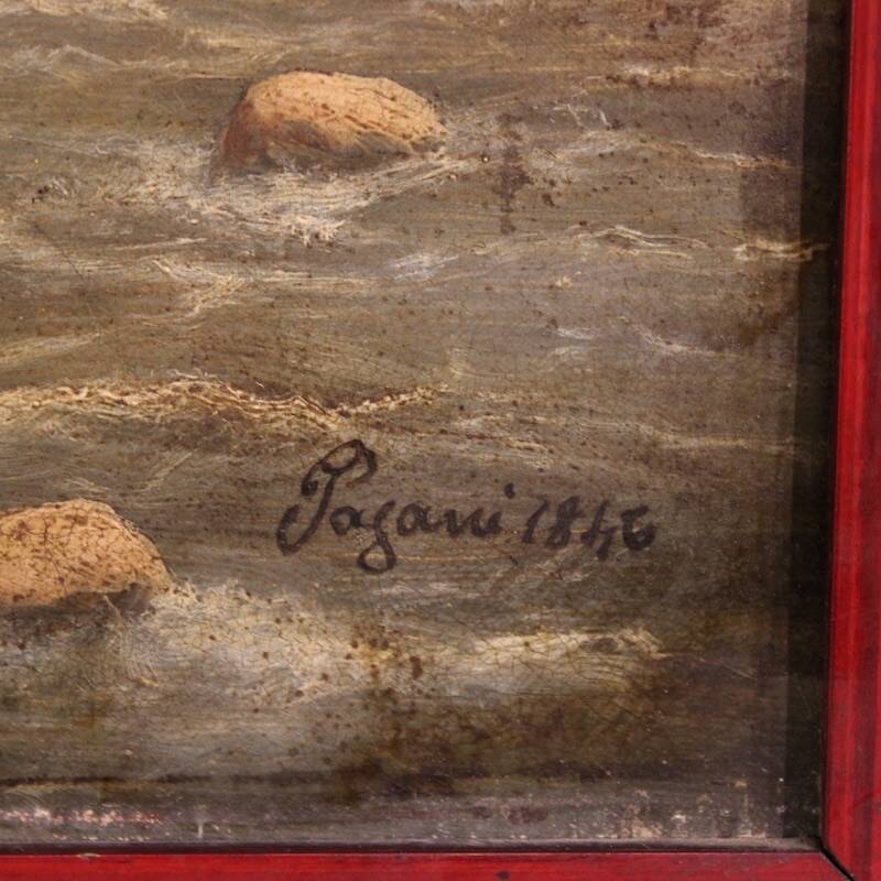 Peinture italienne, paysage signé et daté de 1846.