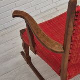 11960s, Danish rocking chair, original good condition, solid oak wood, furniture wool fabric.