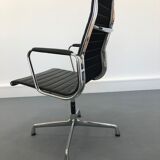 Black leather Ea-109 armchair by Charles Eames for Vitra