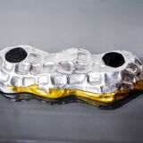 Brutalist pocket emptier by Art3, bronze and aluminum 1970, Spain