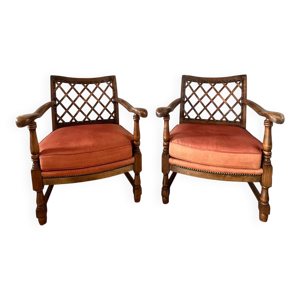2 fauteuils vintage en - tissu