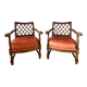 2 fauteuils vintage en bois et tissu