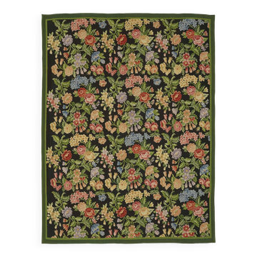 Handmade European Vintage Aubusson Kilim 235 cm x 310 cm
