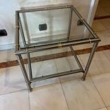 Table basse bambou or et argent laiton brossé