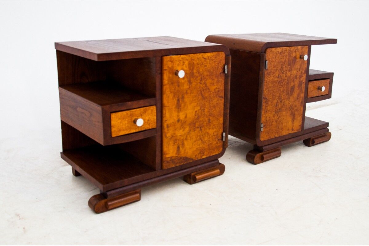 Art Deco bedside tables, Poland, 1940