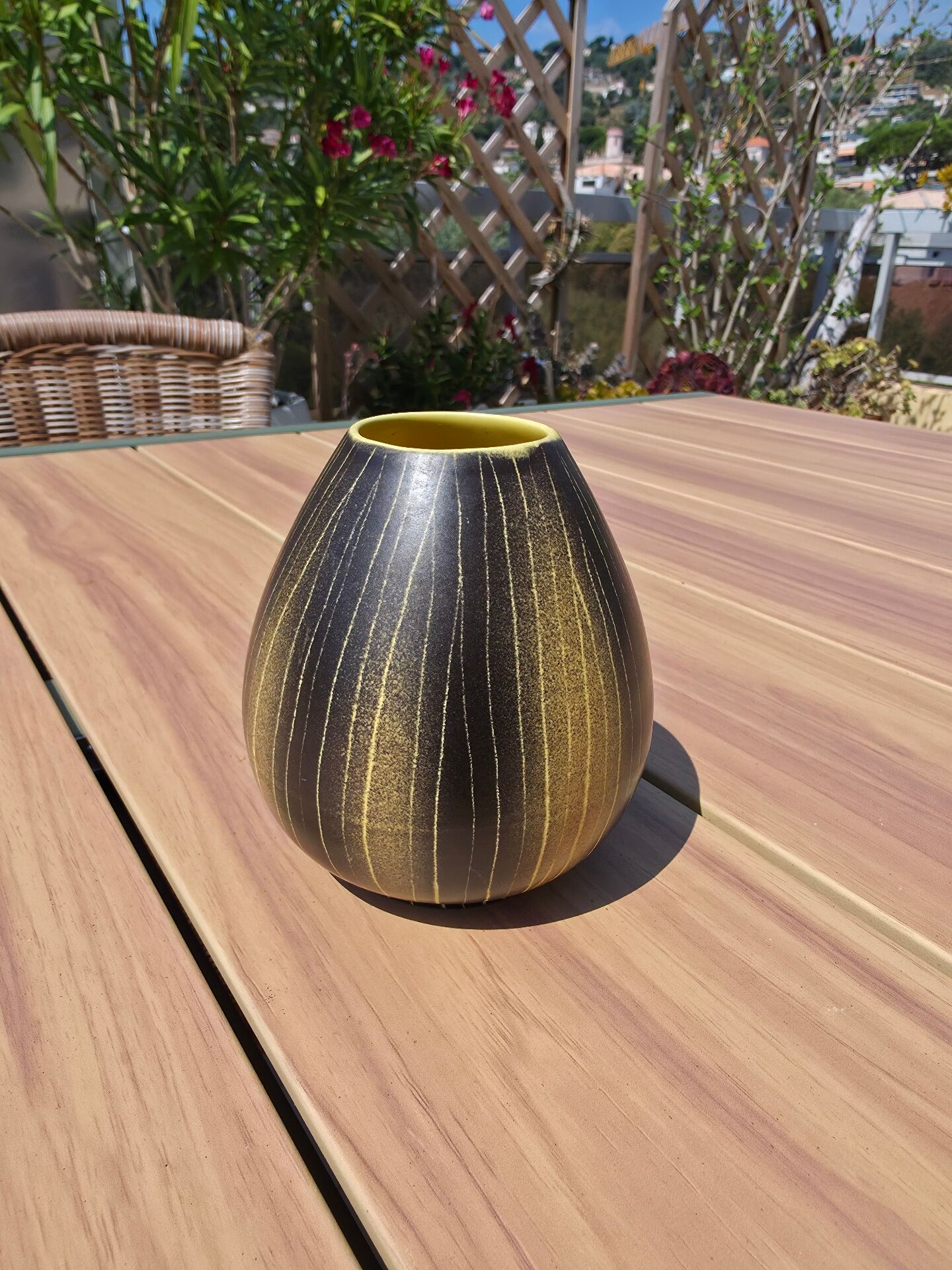 Saint-Clément Vintage Ovoid Vase – 1950s/60s Ceramic – Numbered